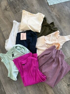 Assorted Tank & Knit Tops - Mint, Fuchsia, Lavender, Navy, Olive, Cream